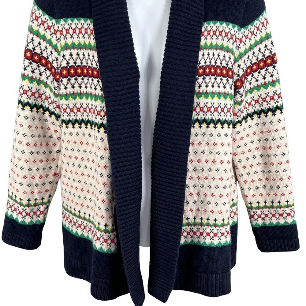Talbots Womens L Fair Isle Shawl Collar Cardigan Sweater Soft Cozy Cotton Blend - Picture 7 of 16